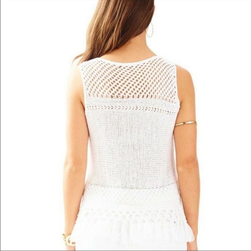 Lilly Pulitzer Limon Sleeveless Sweater Fringe Top White Size S - Picture 2 of 8